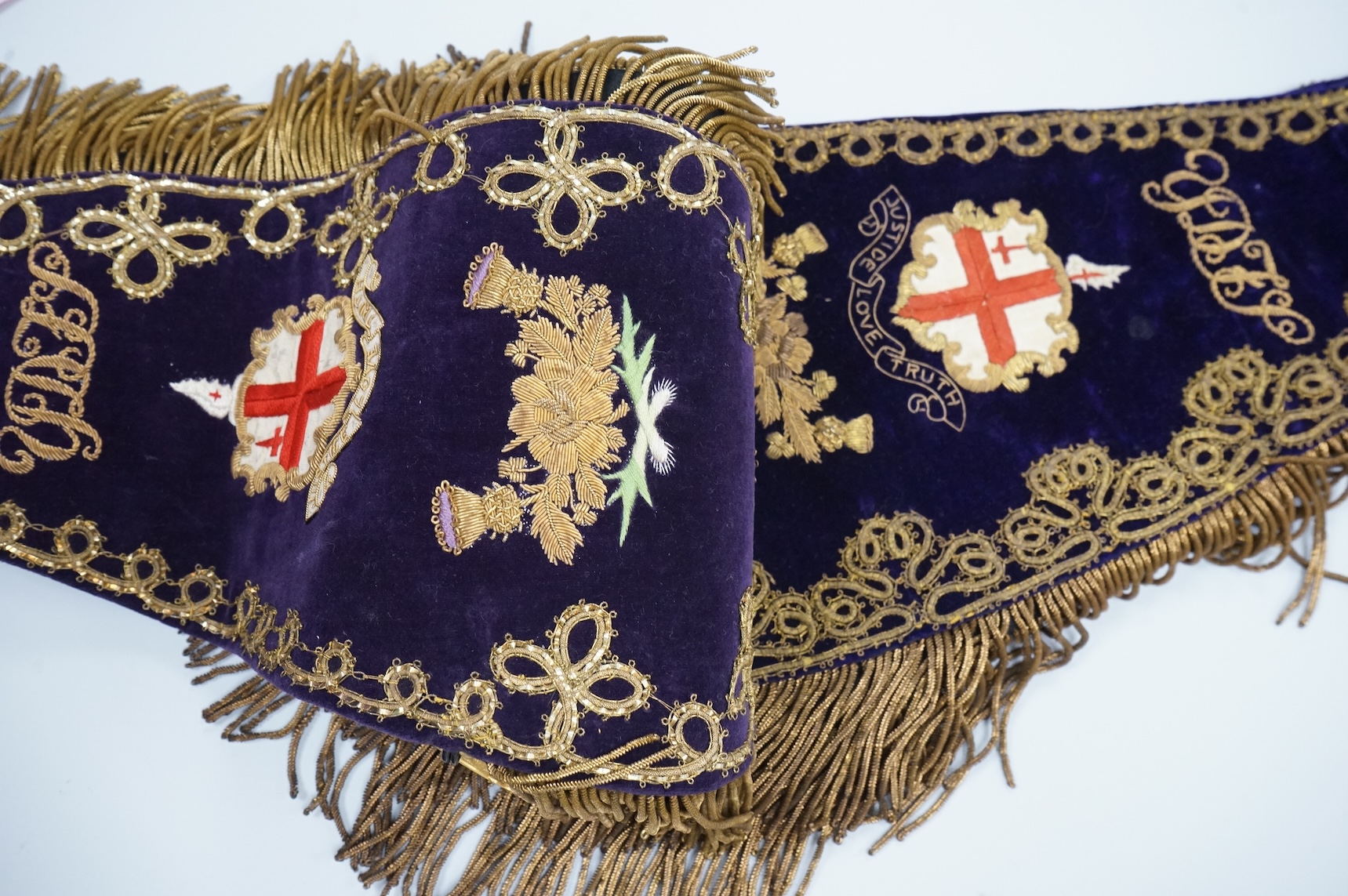 A group of Masonic medals, ‘jewels’ many enamelled and sashes, together with an early 19th century certificate
